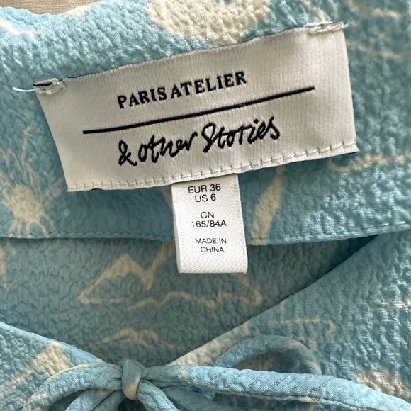 NWOT And Other Stories Blue Tropical Print Kaftan Midi Dress Size 6 - Picture 4 of 4